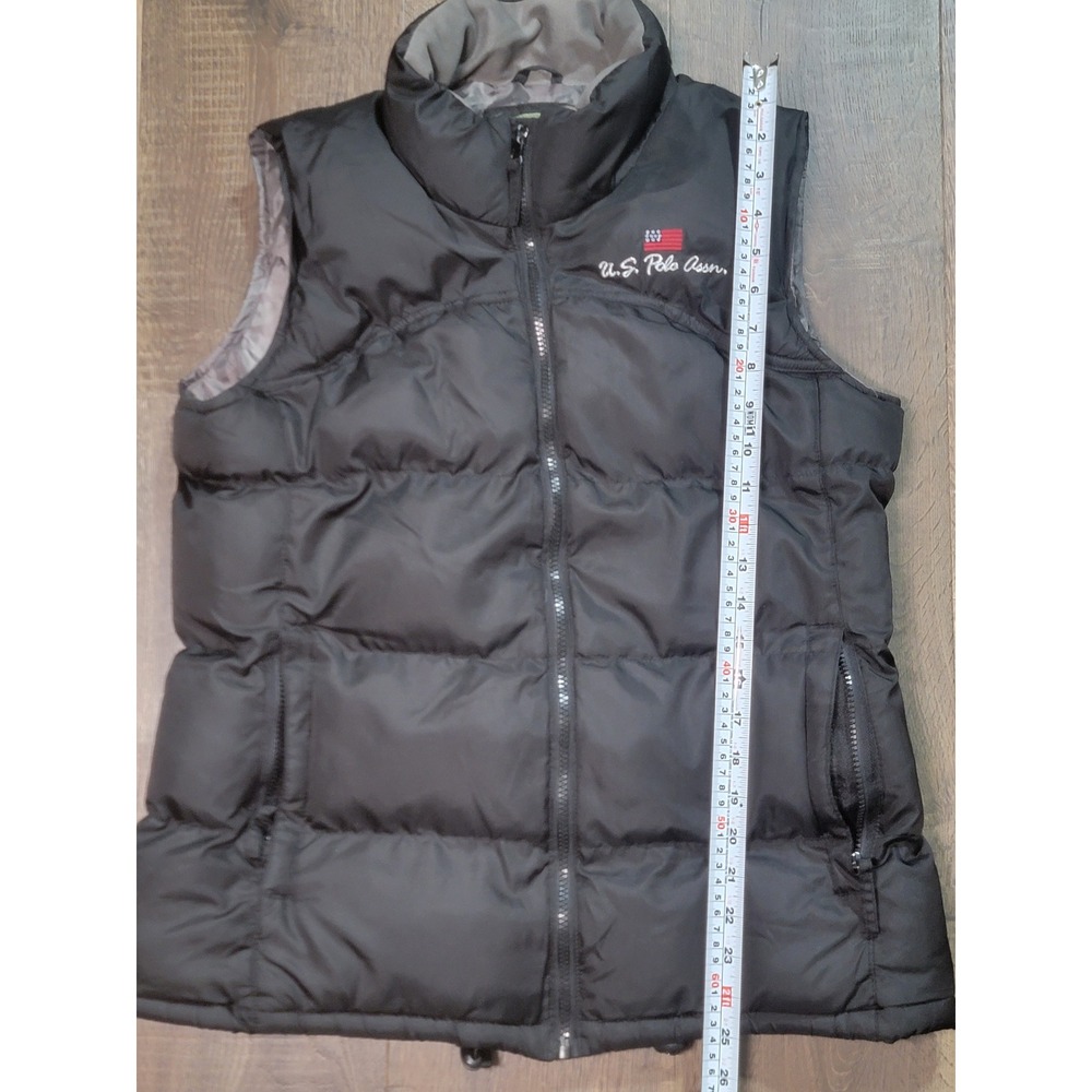 US Polo Assn Mens Puffer Vest Black Quilted Full Zip Logo Large 012000P2